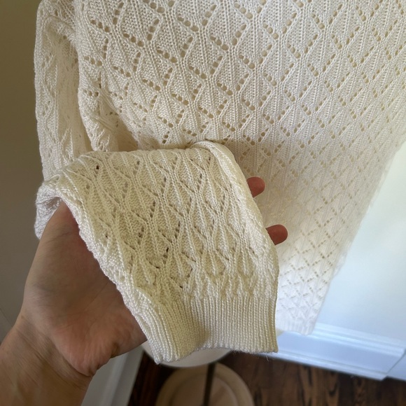 *TRADED* Vintage Delicate White Knit Cardigan - Picture 3 of 5